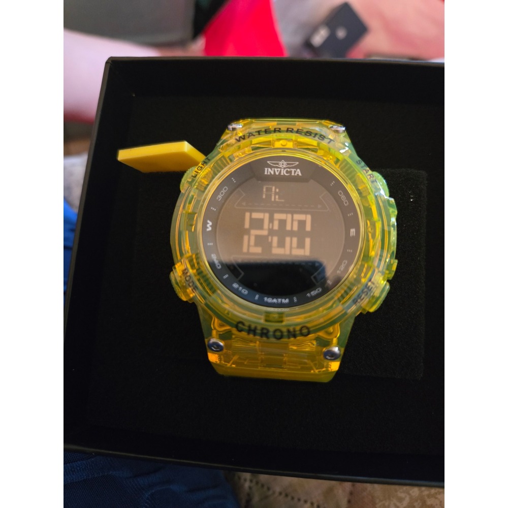 Invicta Elements Yellow Translucent Digital Chronograph Watch W13771B 10ATM